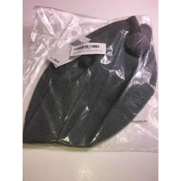 August Hats Faux Fur Pom-Pom Cloche in Grey - Picture 2 of 3